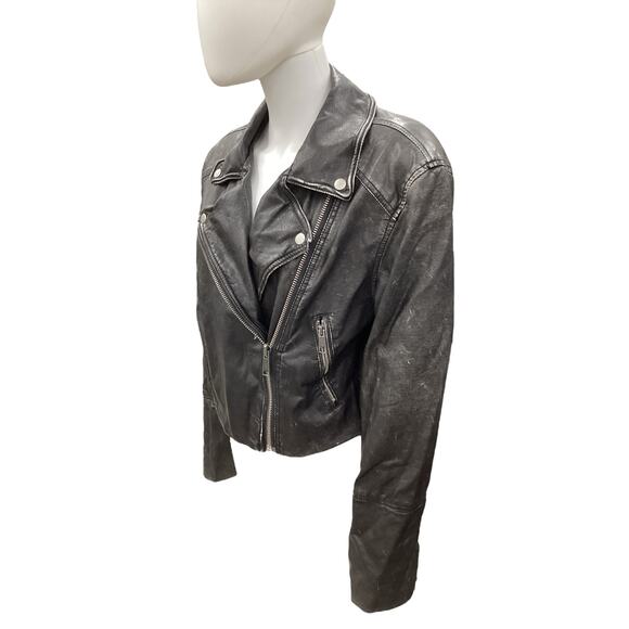 We The Free -Free People Jacket Women’s SZ XL Vegan Moto Jacket Distressed Look - Picture 2 of 5